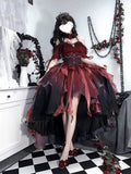 Princess Ball Gown Off The Shoulder Short Sleeves Ombre Burgundy Floral 16th Chiffon Birthday Dress Lolita Dress 18th Birthday Outfits HZ1121