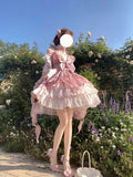 Vintage Ball Gown Pink Short Mini Summer 18th Birthday Dress Lolita Dress Birthday Outfits HZ1121