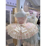 Sweet Ball Gown Square Neck Pink Lace Short 16th Birthday Dress Lolita Dress Birthday Outfits HZ1121