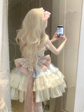 Vintage Ball Gown Halter Lace Short Mini Summer 18th Birthday Dress Lolita Dress Birthday Outfits HZ1121