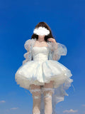 Vintage Ball Gown Spaghetti Straps Short Chiffon Summer 18th Birthday Dress Lolita Dress Birthday Outfits HZ1121