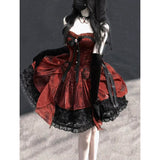Cute Ball Gown Sweetheart Burgundy Short Lace Summer 18th Birthday Dress Lolita Dress Birthday Outfits HZ1121