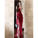 Sexy Sheath Burgundy Lace Summer Dress Holiday Party Outfits For Womens HZ1121