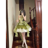 Vintage Ball Gown High Neck Green 22th Birthday Dress Lolita Dress Short Lolita Outfits HZ1121