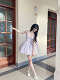 Vintage Ball Gown Lilac Short Mini Summer 18th Birthday Dress Lolita Dress Birthday Outfits HZ1121