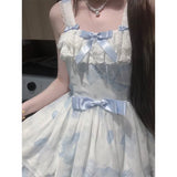 Vintage Ball Gown Square Neck White Blue Short Summer 18th Birthday Dress Lolita Dress Birthday Outfits HZ1121