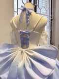 Vintage Ball Gown Spaghetti Straps Short Chiffon Summer 18th Birthday Dress High Low Ombre Blue Pearls Lolita Dress Birthday Outfits HZ1121