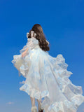 Vintage Ball Gown Spaghetti Straps Short Chiffon Summer 18th Birthday Dress Lolita Dress Birthday Outfits HZ1121