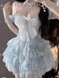 Cute Ball Gown Off The Shoulder Light Blue Short Summer 18th Birthday Dress Lolita Dress Birthday Outfits HZ1121