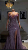 Gorgeous Mermaid Sweetheart Sequin Grape Slit Long Prom Dress Party Dress Graduation Dresses HZ1121