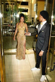 Gorgeous Mermaid Halter Gold Black Girl Silver Sequin Slit Long Birthday Dress Prom Dress Graduation Dresses HZ1121