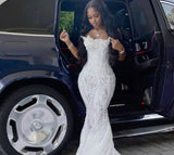Gorgeous Mermaid Strapless White Sequin Black Girl Birthday Dress Prom Dress Birthday Outfits For Women HZ1121