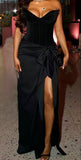 Gorgeous Mermaid Sweetheart Black Slit Satin Black Girl 23rd Birthday Dress Prom Dress Birthday Outfits For Women HZ1121