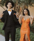 Gorgeous Mermaid Halter Orange Prom Dresses Formal Summer Wedding Guest Dresses Wedding Guest Outfits HZ1121