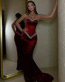 Gorgeous Mermaid Spaghetti Straps Red Burgundy 23rd Birthday Dress Prom Dress Birthday Outfits For Women HZ1121