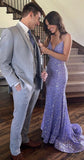Gorgeous Mermaid Spaghetti Straps Lilac Sequin 23rd Birthday Dress Prom Dress Birthday Outfits For Women HZ1121