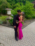 Gorgeous Mermaid Strapless Pink Slit 23rd Birthday Dress Prom Dress Birthday Outfits For Women HZ1121