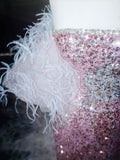 Vintage Mermaid Strapless Pink Sequins Long Prom Dress Party Dress Graduation Dresses Birthday Outfits HZ1121