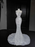 Vintage Mermaid Silver Gray Sequins Long Prom Dress Party Dress Graduation Dresses Birthday Outfits HZ1121