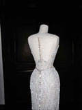 Vintage Mermaid Silver Gray Sequins Long Prom Dress Party Dress Graduation Dresses Birthday Outfits HZ1121