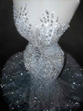 Vintage Mermaid Silver Gray Sequins Long Prom Dress Party Dress Graduation Dresses Birthday Outfits HZ1121