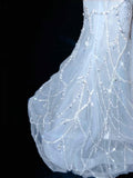 Gorgeous Mermaid V Neck Silver Beads Long Prom Dress Party Dress Graduation Dresses HZ1121