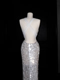 Gorgeous Mermaid Halter Sequin Long Prom Dress Party Dress Graduation Dresses HZ1121
