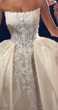Modest Wedding Dress Ball Gown Strapless White Satin Long Wedding Dresses Brides Dress Bridal Gowns With Gloves HZ1121