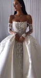 Modest Wedding Dress Ball Gown Strapless White Satin Long Wedding Dresses Brides Dress Bridal Gowns With Gloves HZ1121