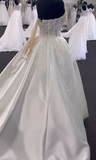 Modest Wedding Dress Ball Gown Strapless White Satin Long Wedding Dresses Brides Dress Bridal Gowns With Gloves HZ1121