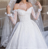 Dreamy Wedding Dress Ball Gown Off The Shoulder Lace Wedding Dresses Bridal Gowns HZ1121