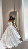 Simple Wedding Dress Ball Gown Strapless Sleeveless Satin White Wedding Dresses Bridal Gowns HZ1121