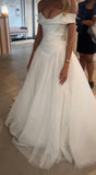 Dreamy Wedding Dress Ball Gown Off The Shoulder White Tulle Summer Long Wedding Dresses Bridal Gowns HZ1121