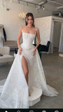 Dreamy Wedding Dress Sheath Straps White Lace Summer Long Wedding Dresses Bridal Gowns HZ1121