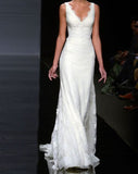 Pretty Wedding Dress Mermaid V Neck Lace Summer White Wedding Dresses Bridal Gowns HZ1121