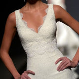 Pretty Wedding Dress Mermaid V Neck Lace Summer White Wedding Dresses Bridal Gowns HZ1121