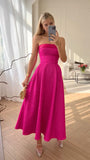 Simple A line Strapless Pink 20th Birthday Dress Prom Dress 18th Birthday Outfits For Women HZ1121