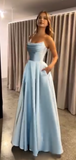 Modest A line Strapless Yellow Slit Satin 20th Birthday Dress Prom Dress 18th Birthday Outfits For Women HZ1121