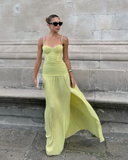 Modest A line Spaghetti Straps Green Prom Dresses Formal Summer Spring Slit Wedding Guest Dresses Wedding Guest Outfit HZ1121
