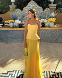 Modest A line Sweetheart Chiffon Yellow 20th Birthday Dress Prom Dress 18th Birthday Outfits Holiday Outfit HZ1121