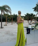 Modest A line High Green Chiffon Backless 20th Birthday Dress Prom Dress 18th Birthday Outfits Holiday Outfit HZ1121