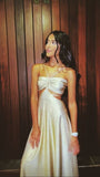 Modest A line Halter Champagne Satin 20th Birthday Dress Prom Dress 18th Birthday Outfits Holiday Outfit HZ1121