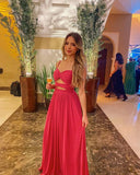 Modest A line Spaghetti Straps Chiffon Pink 18th Birthday Dress Prom Dress 21st Birthday Outfits For Women HZ1121