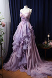 Pretty Ball Gown Sweetheart Tulle Lilac Flowers Long Quinceanera Dress Formal Flowers Vestido De 15 Anos Sweet 16 Dress HZ1121