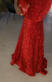 Modest Mermaid Straps Wine Red Sequin Formal Gown 23rd Birthday Dress Prom Dresses 20th Birthday Outfits HZ1121