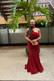 Modest Mermaid Straps Wine Red Sequin Formal Gown 23rd Birthday Dress Prom Dresses 20th Birthday Outfits HZ1121