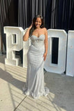 Modest Sheath Sweetheart Silver Sequin Formal Gown 23rd Birthday Dress Prom Dresses 20th Birthday Outfits HZ1121