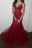 Modest Mermaid Spaghetti Straps Burgundy Sequin Formal Gown 23rd Birthday Dress Prom Dresses 20th Birthday Outfits HZ1121