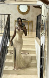 Modest Mermaid Sweetheart Champagne Slit Formal Gown 20th Birthday Dress Prom Dresses Black Girl 18th Birthday Outfits HZ1121