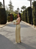 Elegant Glamour Sheath Strapless Sequin Yellow Bridesmaid Dresses Party Gown Summer Birthday Outfits Birthday Dress Ideas For Women HZ1121